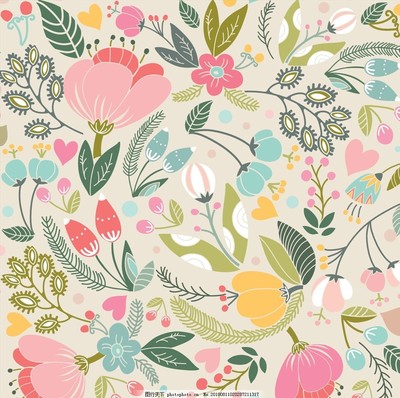 田園詩(shī)畫(huà) 可愛(ài)手繪花卉與蔬菜的無(wú)縫連續(xù)墻紙藝術(shù)
